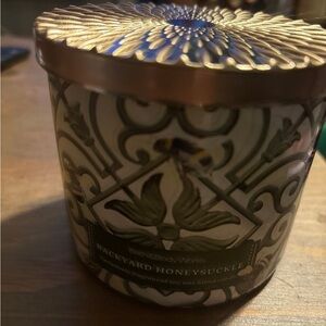 Bath & Body Works Backyard Honeysuckle Candle - Gold and Green